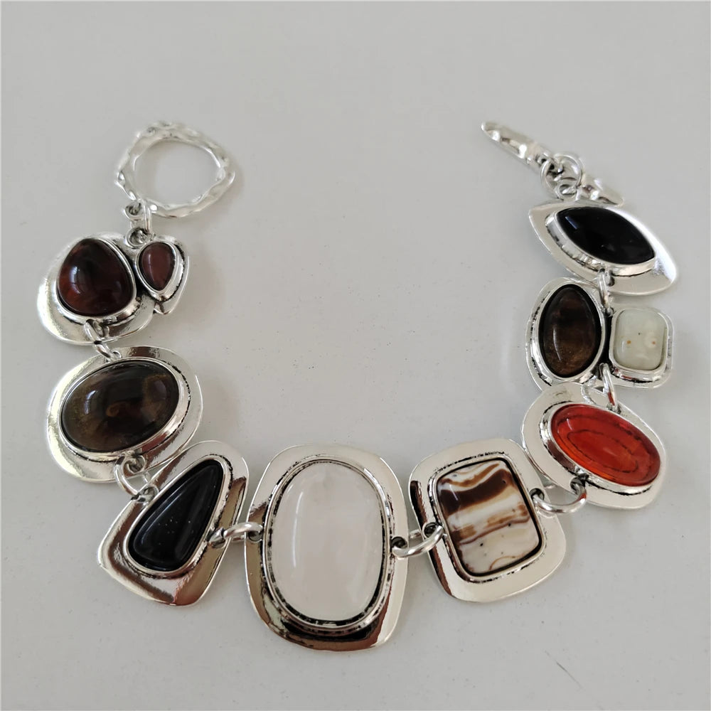 2025 Indian Vintage Resin Bracelet – Boho Ethnic Gold & Silver Plated Charm Jewelry