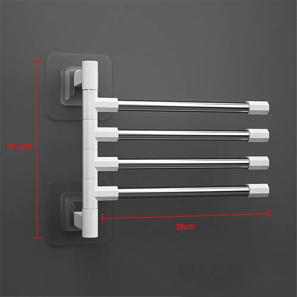 Rotatable Swing Arms Towel Rack – Wall-Mounted Space-Saving Aluminum Organizer