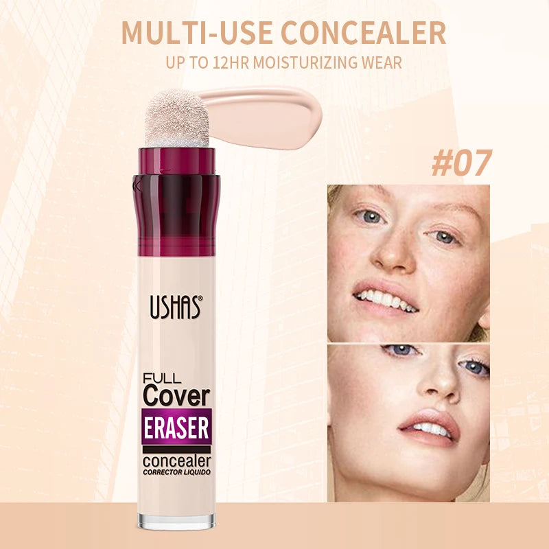 USHAS 12-Color Liquid Concealer – Moisturizing, Lightweight, Long-Lasting