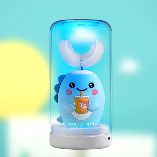 Smart Electric U-Shaped Toothbrush for Kids – 360° Silicone, Cartoon Design, IPX7 Waterproof