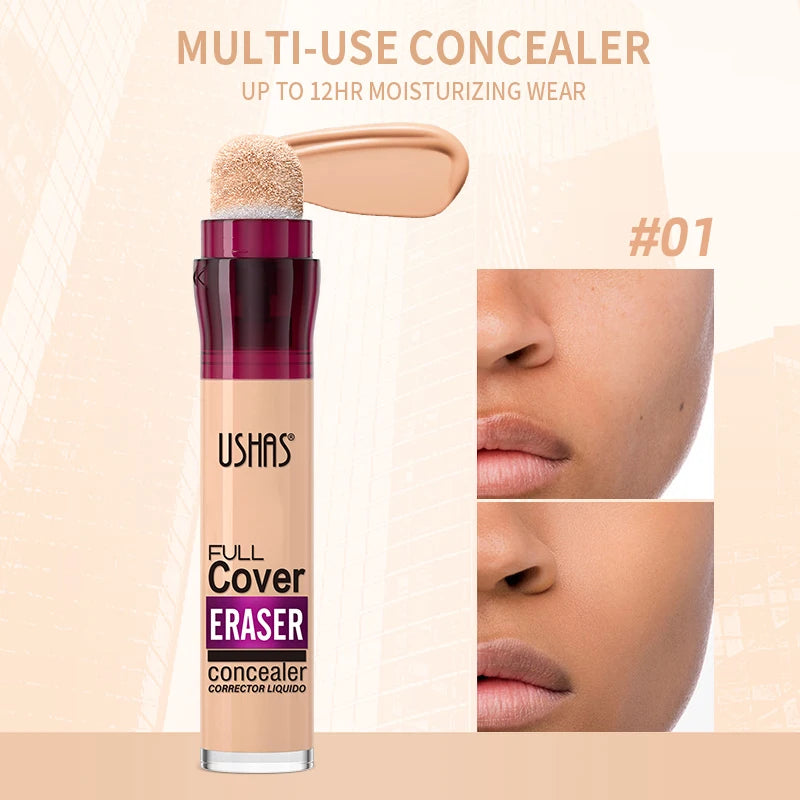 USHAS 12-Color Liquid Concealer – Moisturizing, Lightweight, Long-Lasting
