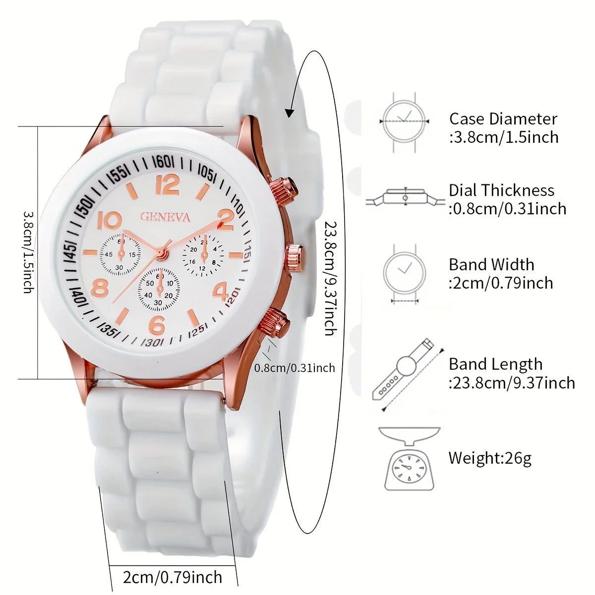 6-Piece Women's Watch Set – Silicone Band Quartz Watch with Heart & Pearl Jewelry (No Box)