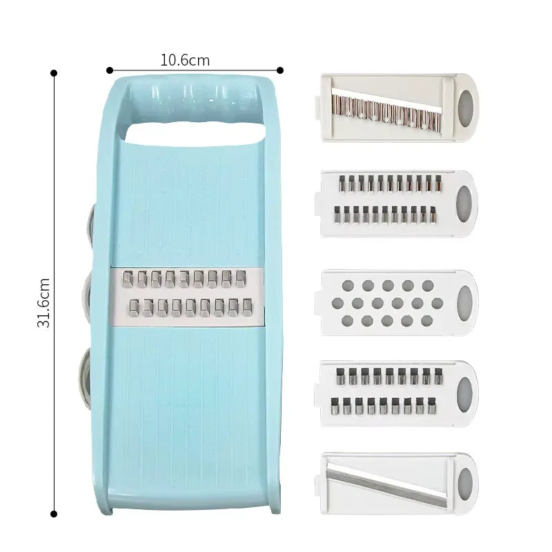 5-in-1 Manual Vegetable Slicer – Multi-Functional Cutter, Grater & Dicer for Kitchen Use