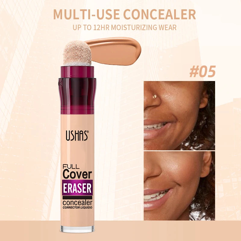 USHAS 12-Color Liquid Concealer – Moisturizing, Lightweight, Long-Lasting