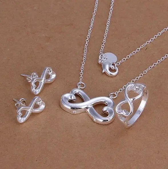 925 Sterling Silver Wedding Charm Set – Pendant Necklace & Earrings for Women
