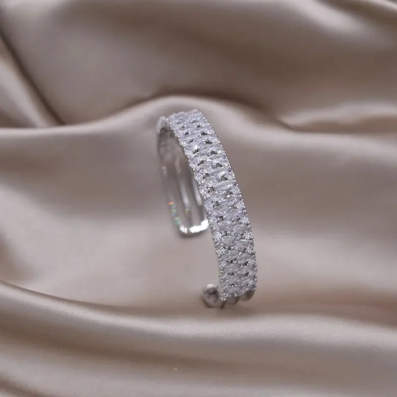 2024 French Design Two-Color Plated Zircon Letter X Bracelet – Elegant Women's Work Accessory