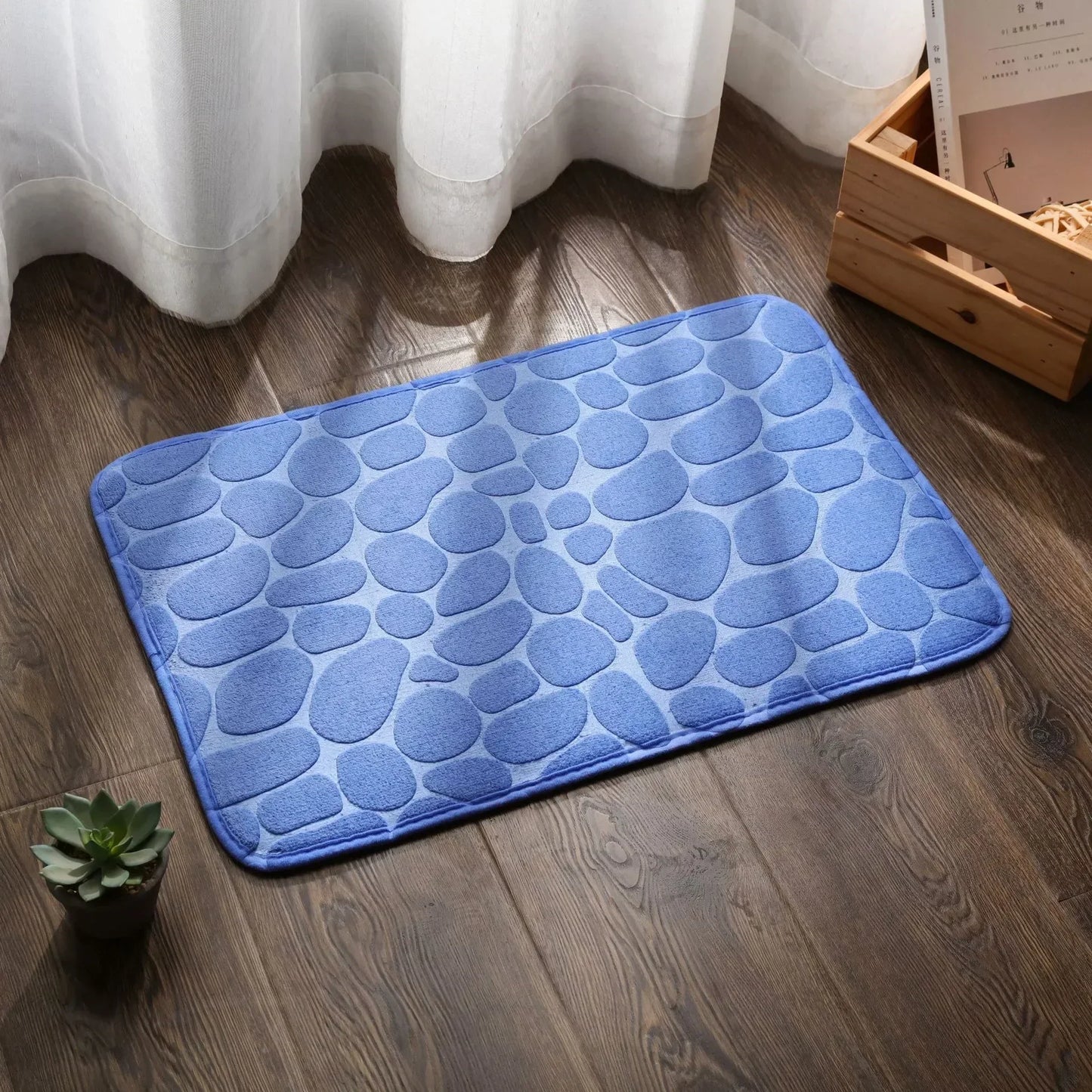 Super Absorbent Cobblestone Bath Mat – Non-Slip Bathroom Rug for Shower
