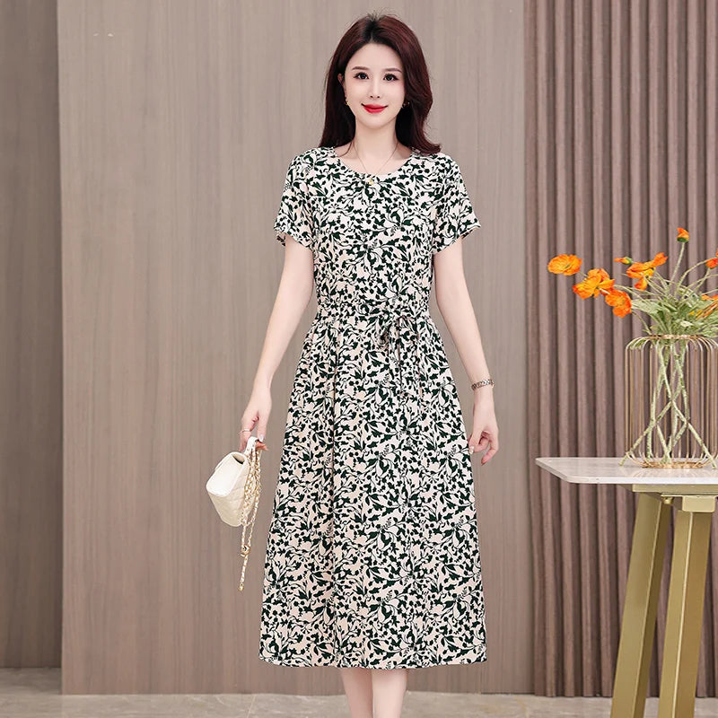 2024 Floral Print Bohemian Dress – O-Neck Sleeveless Loose Long Dress for Women