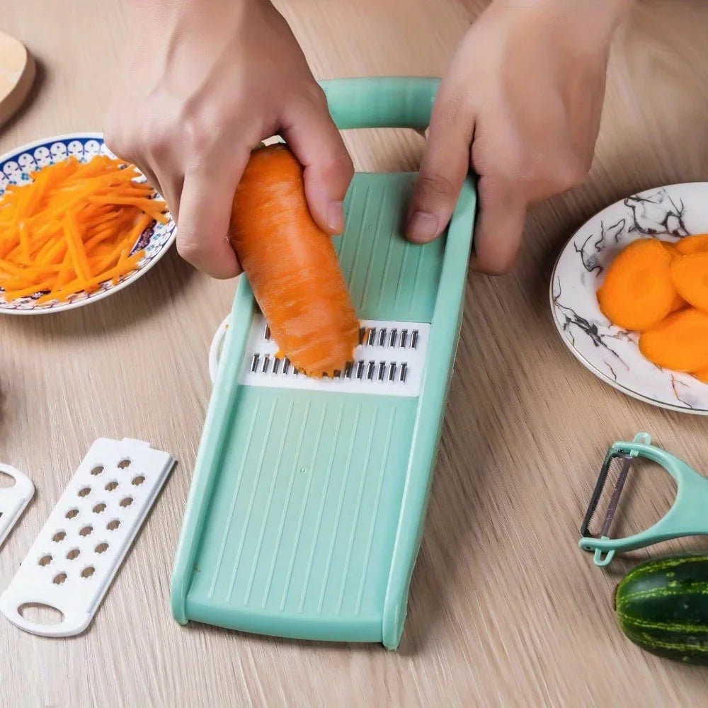 5-in-1 Manual Vegetable Slicer – Multi-Functional Cutter, Grater & Dicer for Kitchen Use