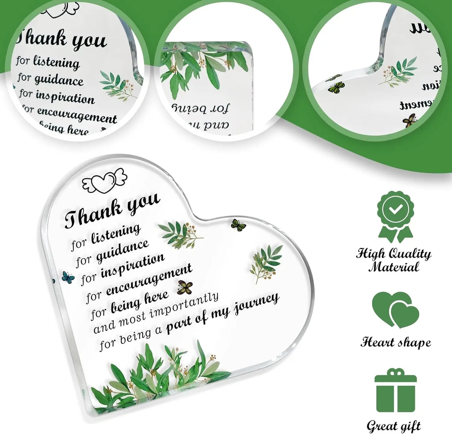 Acrylic Heart Gratitude Gift – For Women, Friends, Colleagues & Nurses
