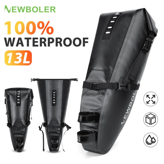 NEWBOLER Waterproof 13L Bike Saddle Bag – Large Capacity Tail Rear Bag for MTB & Road