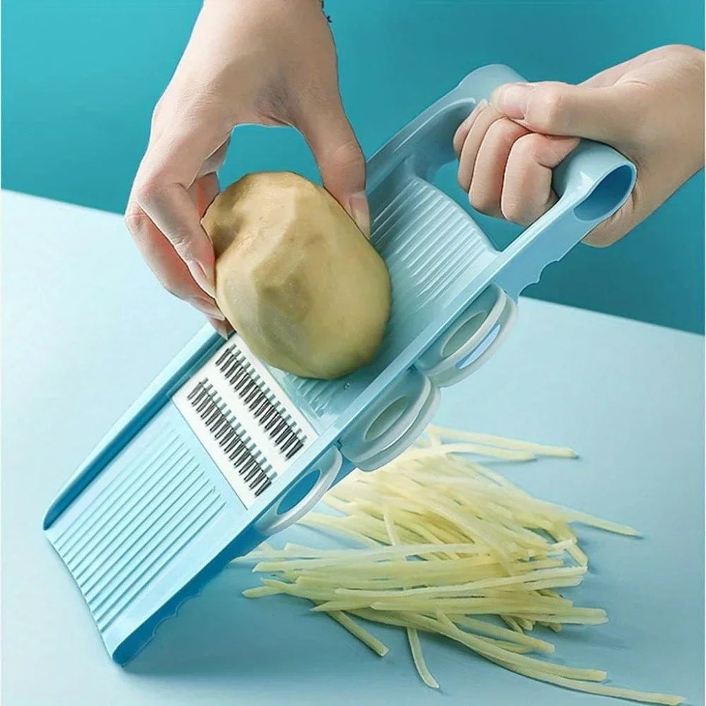 5-in-1 Manual Vegetable Slicer – Multi-Functional Cutter, Grater & Dicer for Kitchen Use