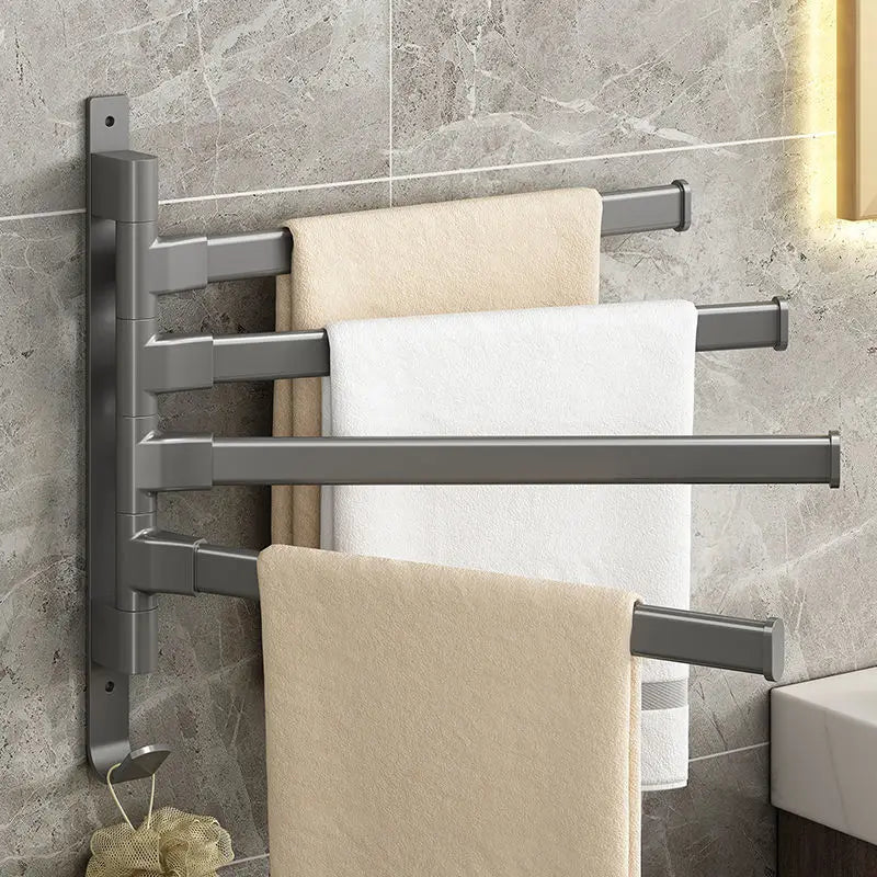 Rotatable Bathroom Towel Rack – Space Aluminum 2-5 Bar Wall-Mounted Holder