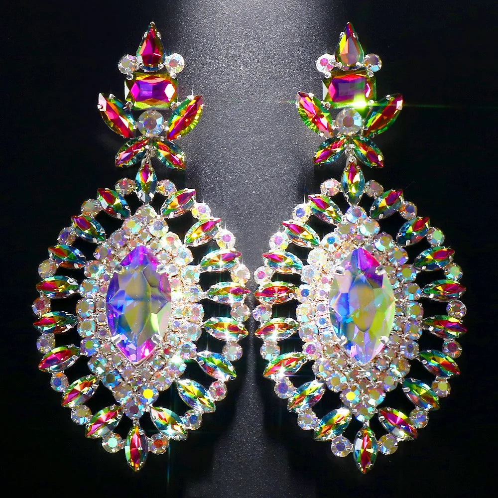 AB Color Rhinestone Jewelry Set – Statement Necklace & Earrings for Women