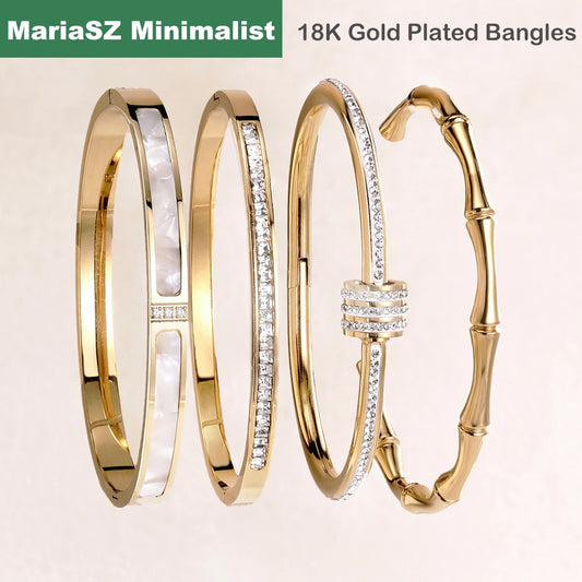 Mariasz Gold Zircon Bangle – Minimalist Waterproof Bracelet