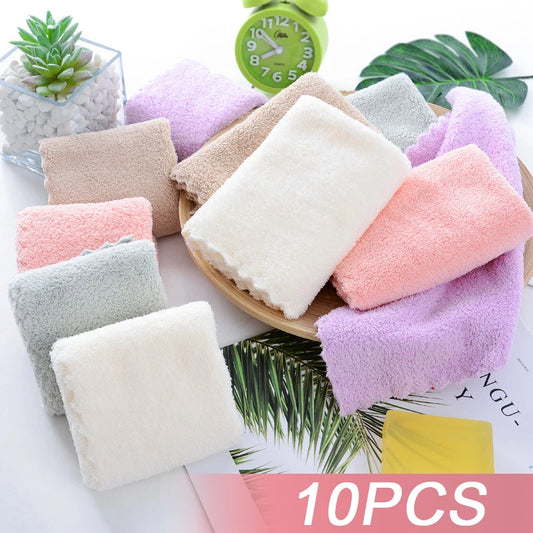 10PCS Coral Fleece Towels – Thickened Quick-Dry Microfiber Set