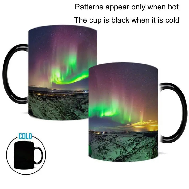 Heat Changing Reveal Mug – Northern Lights Design Ceramic Magic Mug