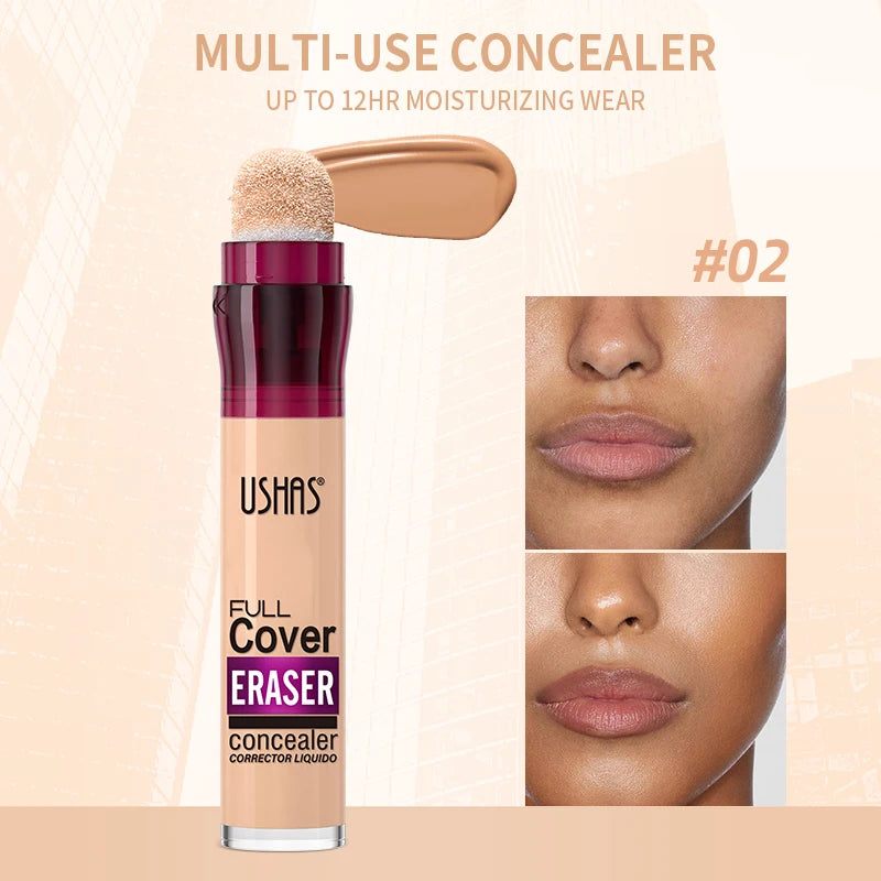 USHAS 12-Color Liquid Concealer – Moisturizing, Lightweight, Long-Lasting