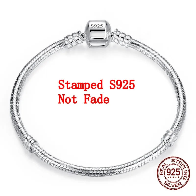 Handmade Silver Charm Bracelet – Smooth Snake Bone Design for Women