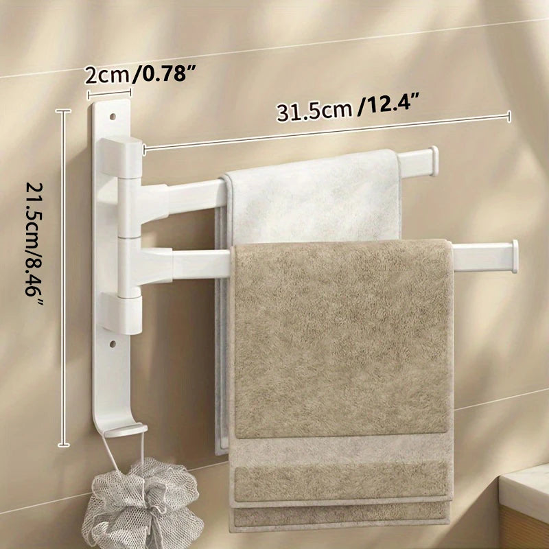 Rotatable Bathroom Towel Rack – Space Aluminum 2-5 Bar Wall-Mounted Holder