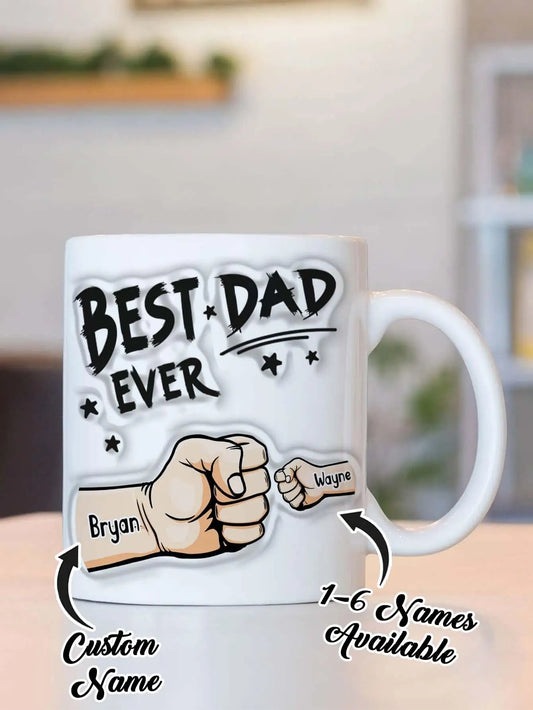 Personalized Dad Mug – Custom Name Coffee Cup with 3D Text Effect