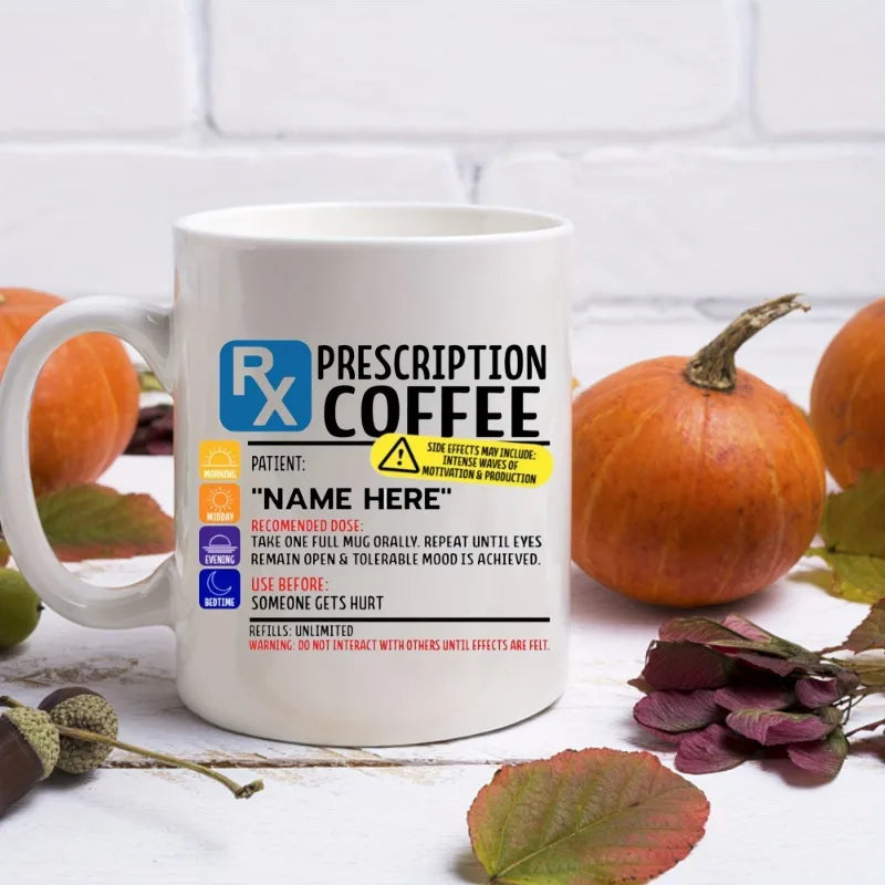 RX Prescription Coffee Mug – Ceramic Drinkware for Nurses, Pharmacists & Psychiatrists