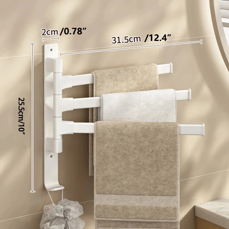 Rotatable Bathroom Towel Rack – Space Aluminum 2-5 Bar Wall-Mounted Holder