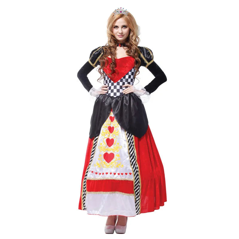 Alice in wonderland red queen of hearts costumes for women costume Sexy Royal Cosplay Clothing Women Halloween Fancy Dress