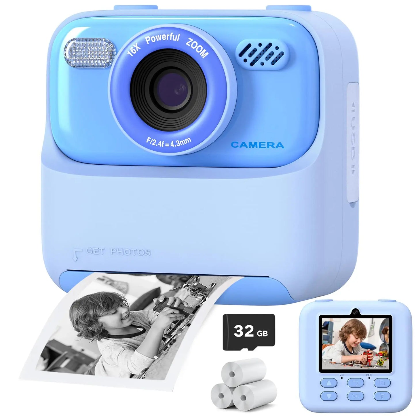 Kids Instant Print Camera 1080P HD Dual Lens – 32GB Selfie Digital Gift