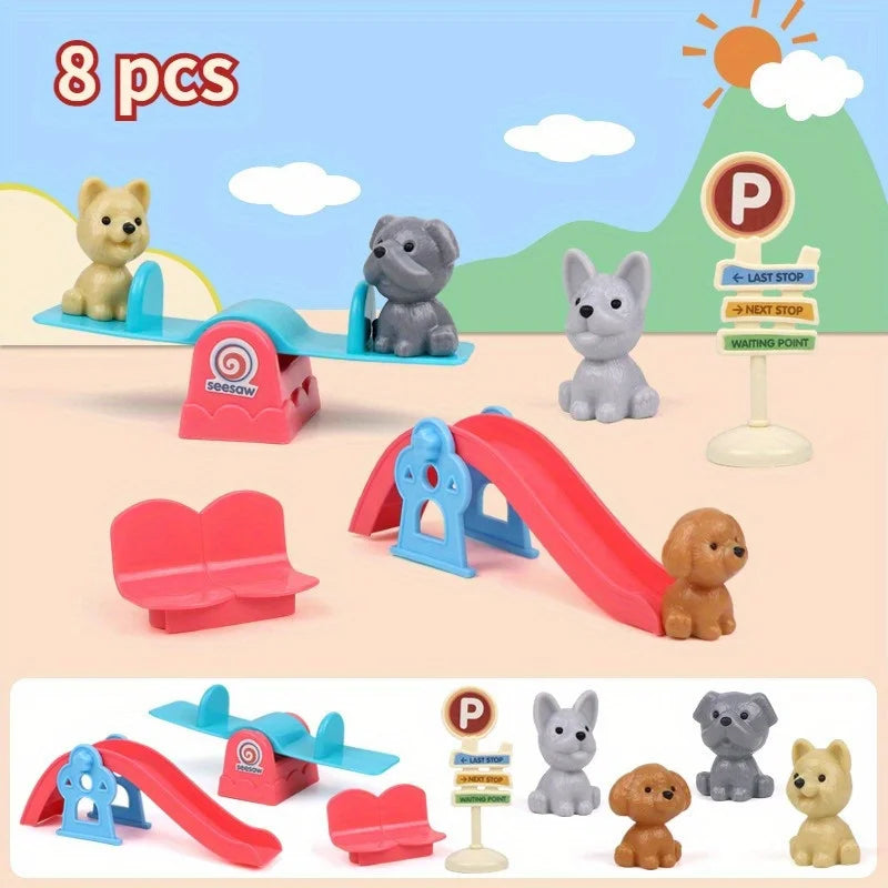 Cute Dog Pet Basket Toy Set with Cage – Random Colors