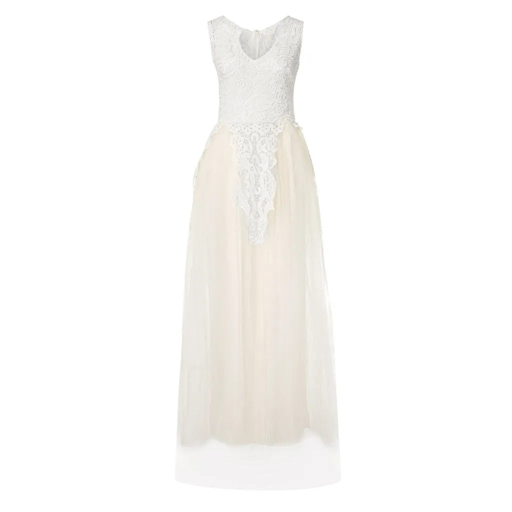 Floral Lace Chiffon Bridesmaid Dress – Sleeveless, Elegant Evening Gown with Sheer Mesh        4o