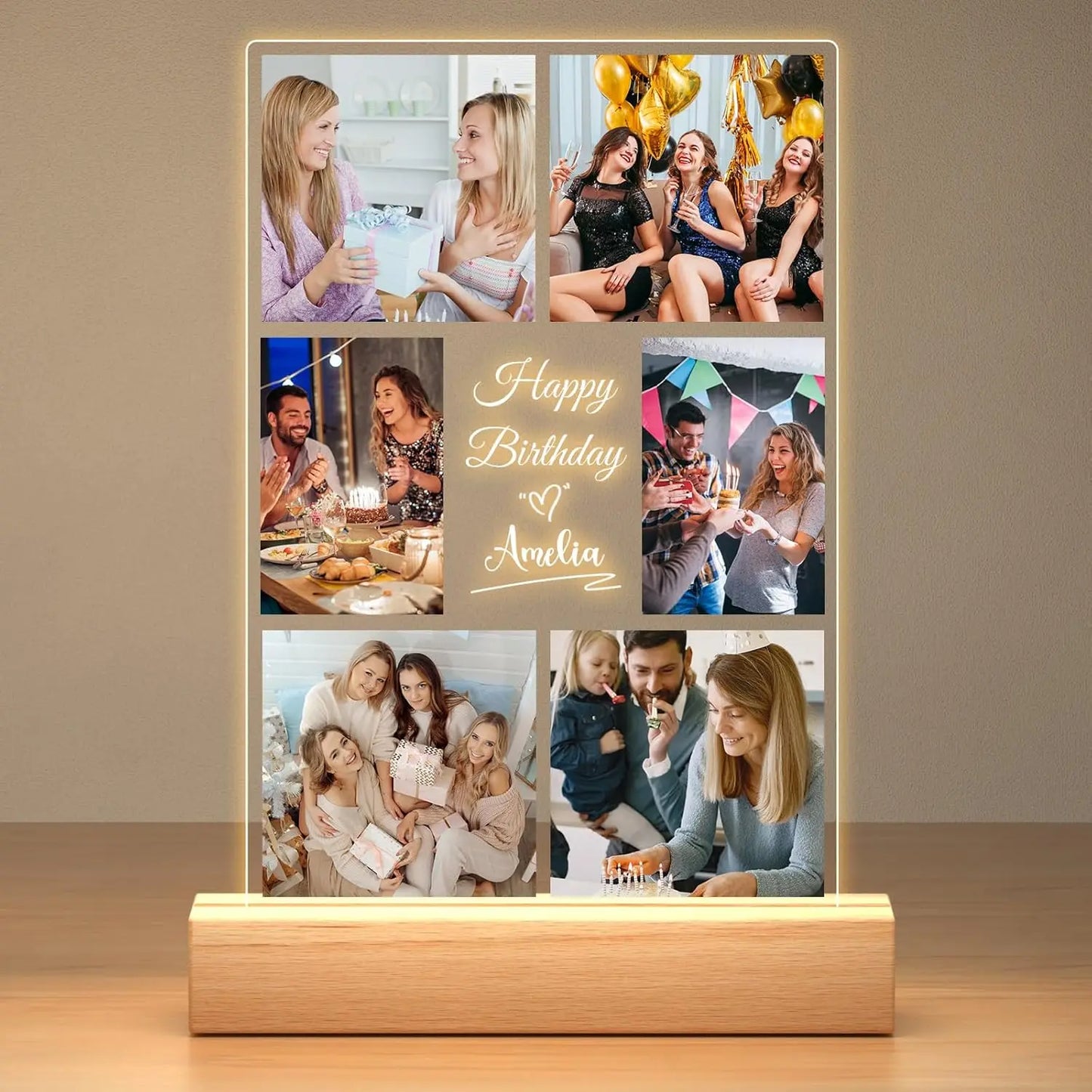 Custom Acrylic Photo Plaque – Night Light Gift for Mom or Dad