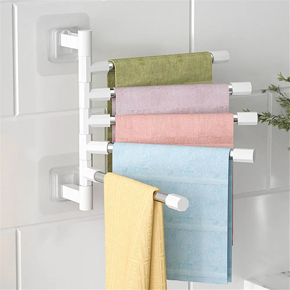 Rotatable Swing Arms Towel Rack – Wall-Mounted Space-Saving Aluminum Organizer
