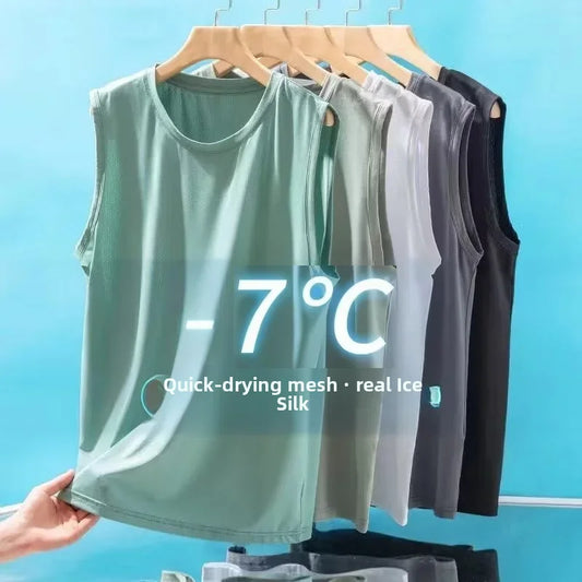 Men's Ice Silk Mesh Tank – Lightweight Sleeveless Summer Sports Vest