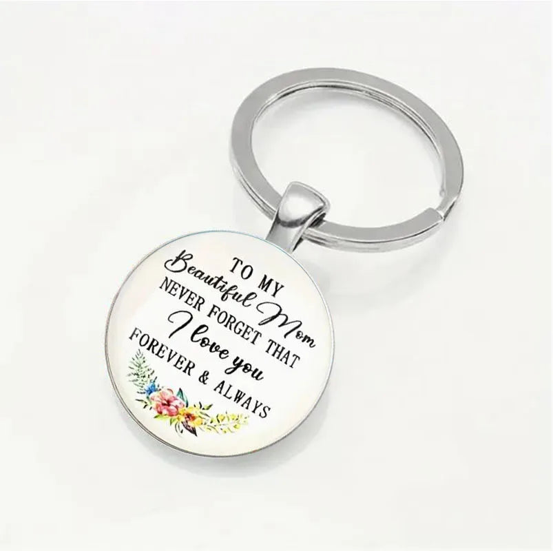 To My Beautiful Mom" Keychain – Mother’s Day & Birthday Gift from Daughter or Son