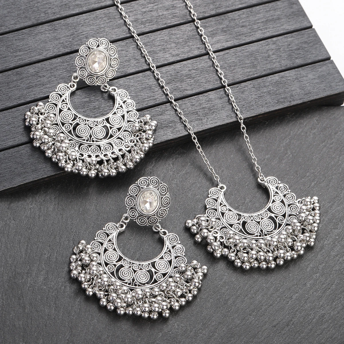 Luxury Retro Indian Jewelry Set – Necklace & Jhumka Earrings