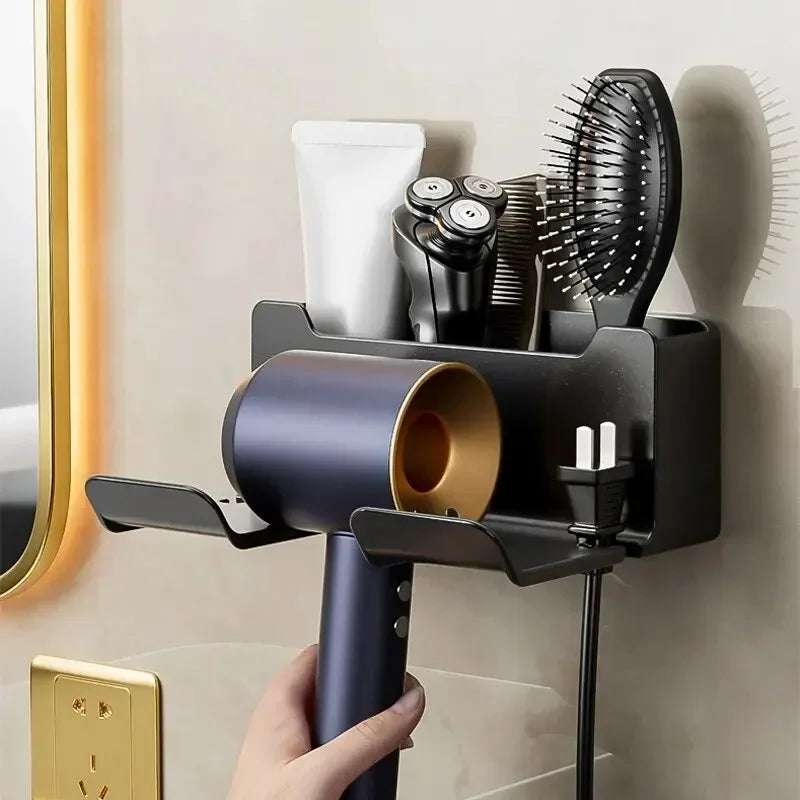 Hair Dryer Wall Holder – Plastic Organizer Stand for Hair Dryer & Straightener