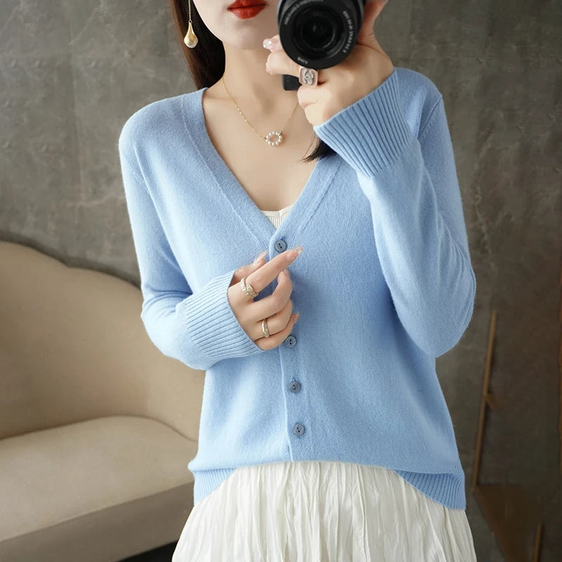 2024 V-Neck Women's Loose Sweater Cardigan ZHI D035