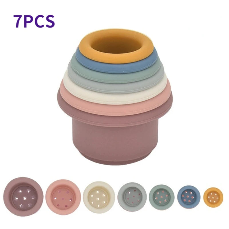 Baby Silicone Hourglass Stacking Toy – Montessori Bath & Learning Gift