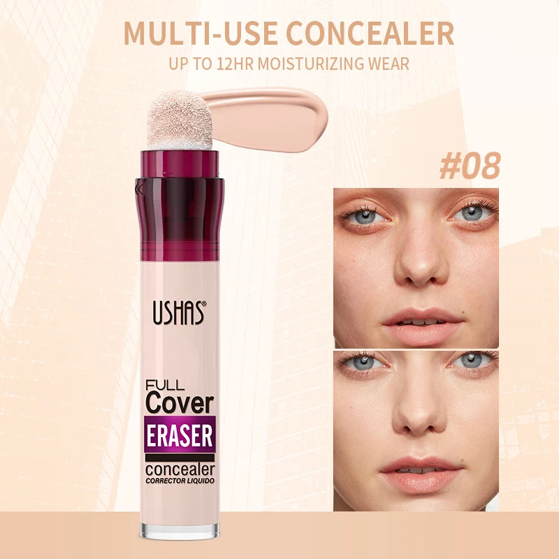 USHAS 12-Color Liquid Concealer – Moisturizing, Lightweight, Long-Lasting