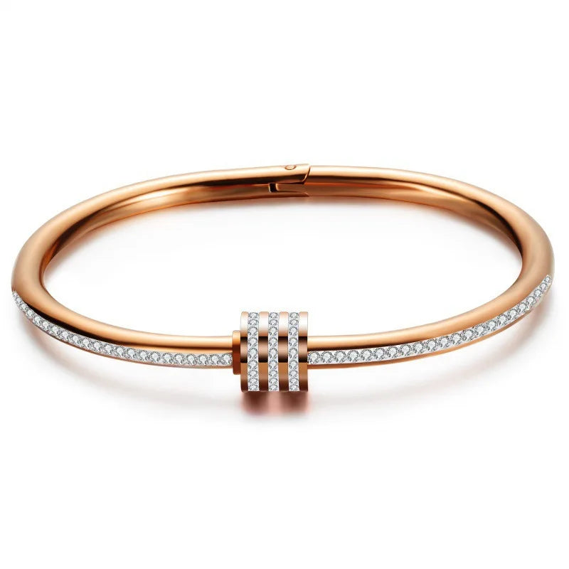 Gold Plated Stainless Steel Crystal Wrap Bangle – Non-Tarnish Bracelet for Women