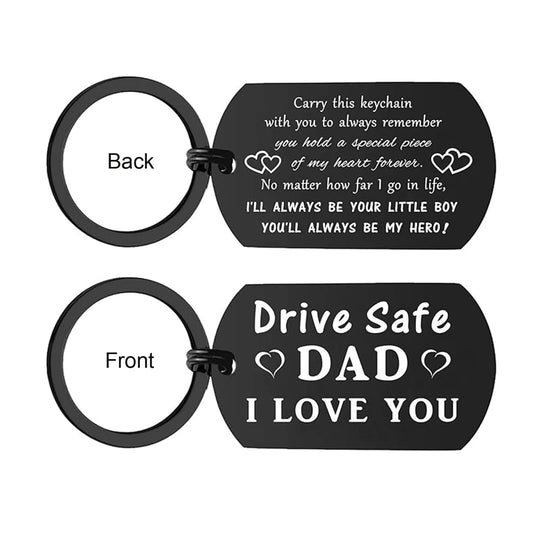 Drive Safe Dad Keychain – Love You Dad Gift from Daughter or Son