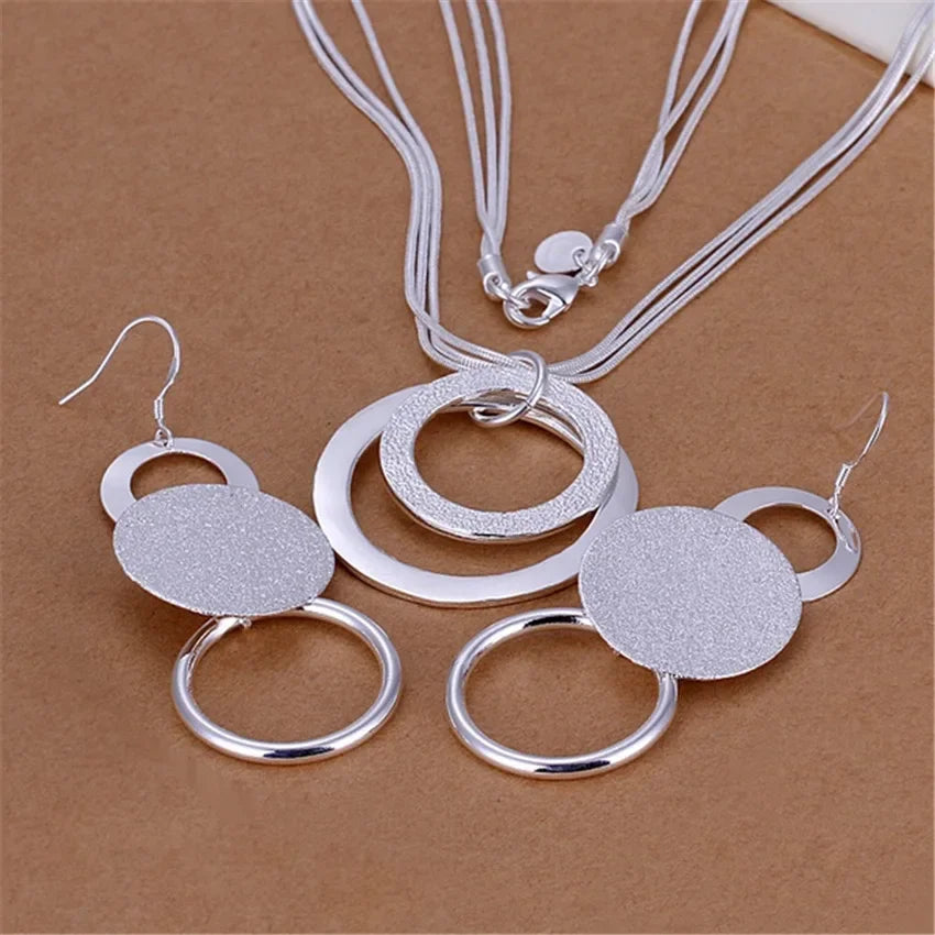 925 Sterling Silver Wedding Charm Set – Pendant Necklace & Earrings for Women