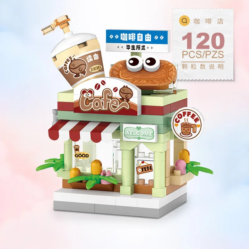 House Building Blocks Dessert Store Street View Snack Street Children's Toys Boys and Girls Gifts Compatible With Lego