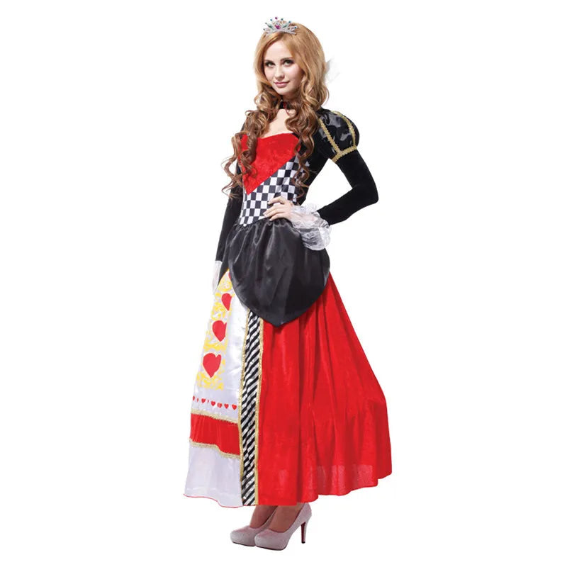 Alice in wonderland red queen of hearts costumes for women costume Sexy Royal Cosplay Clothing Women Halloween Fancy Dress