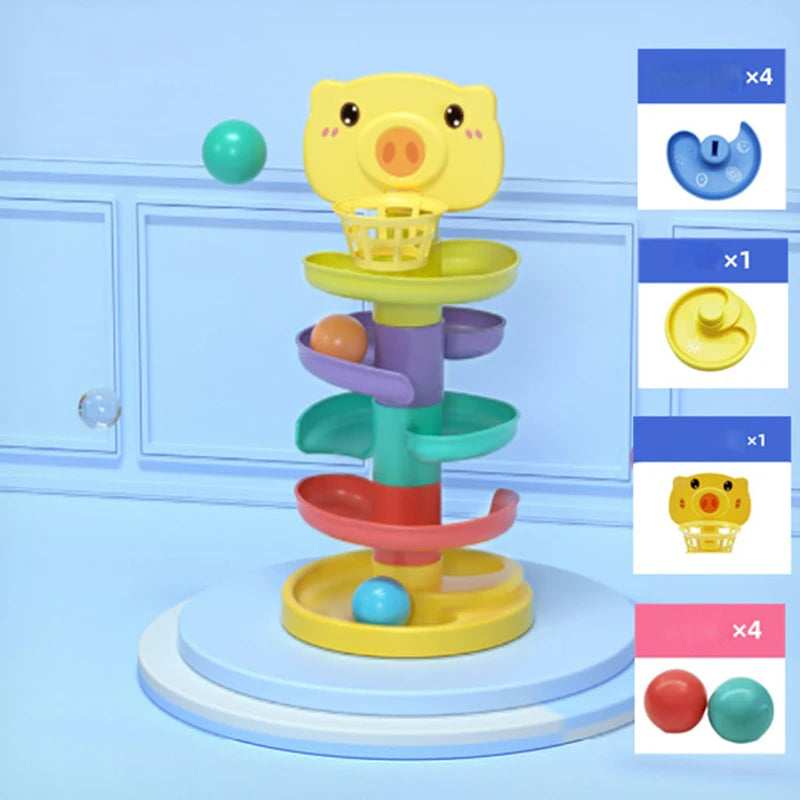Montessori Ball Drop Stacking Tower Toy for Toddlers (1-3 Years)