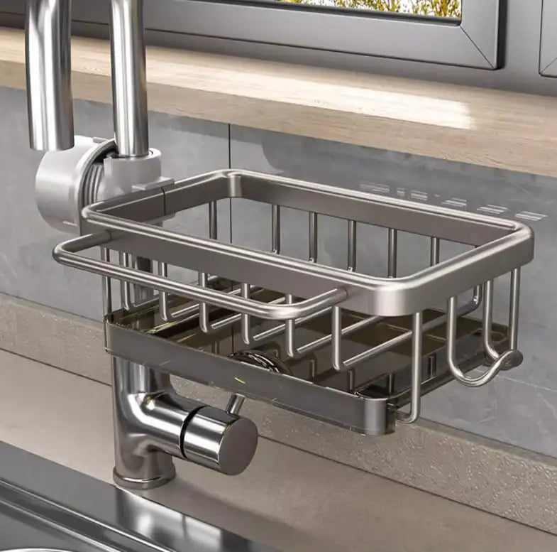 Stainless Steel Kitchen Sink Drainer & Faucet Towel Rack Organizer