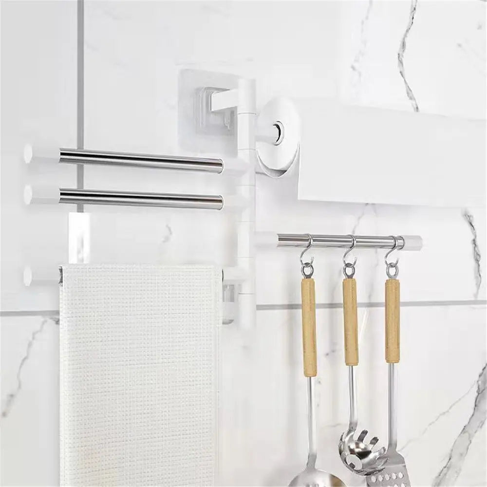 Rotatable Swing Arms Towel Rack – Wall-Mounted Space-Saving Aluminum Organizer