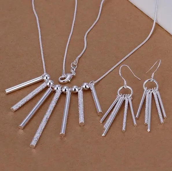 925 Sterling Silver Wedding Charm Set – Pendant Necklace & Earrings for Women