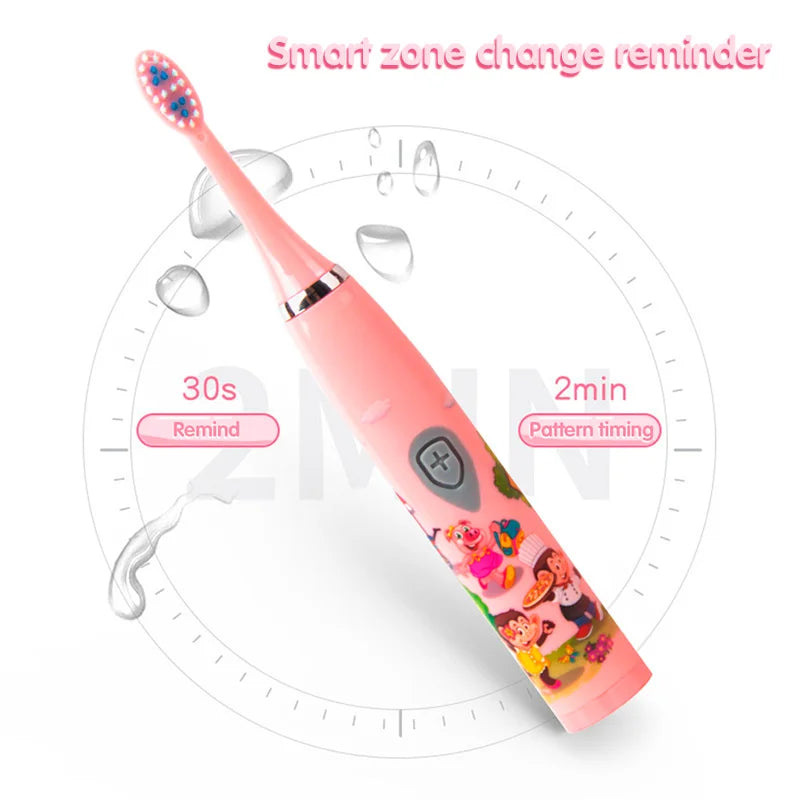 Kids Sonic Toothbrush – Rechargeable, Waterproof, with Extra Head
